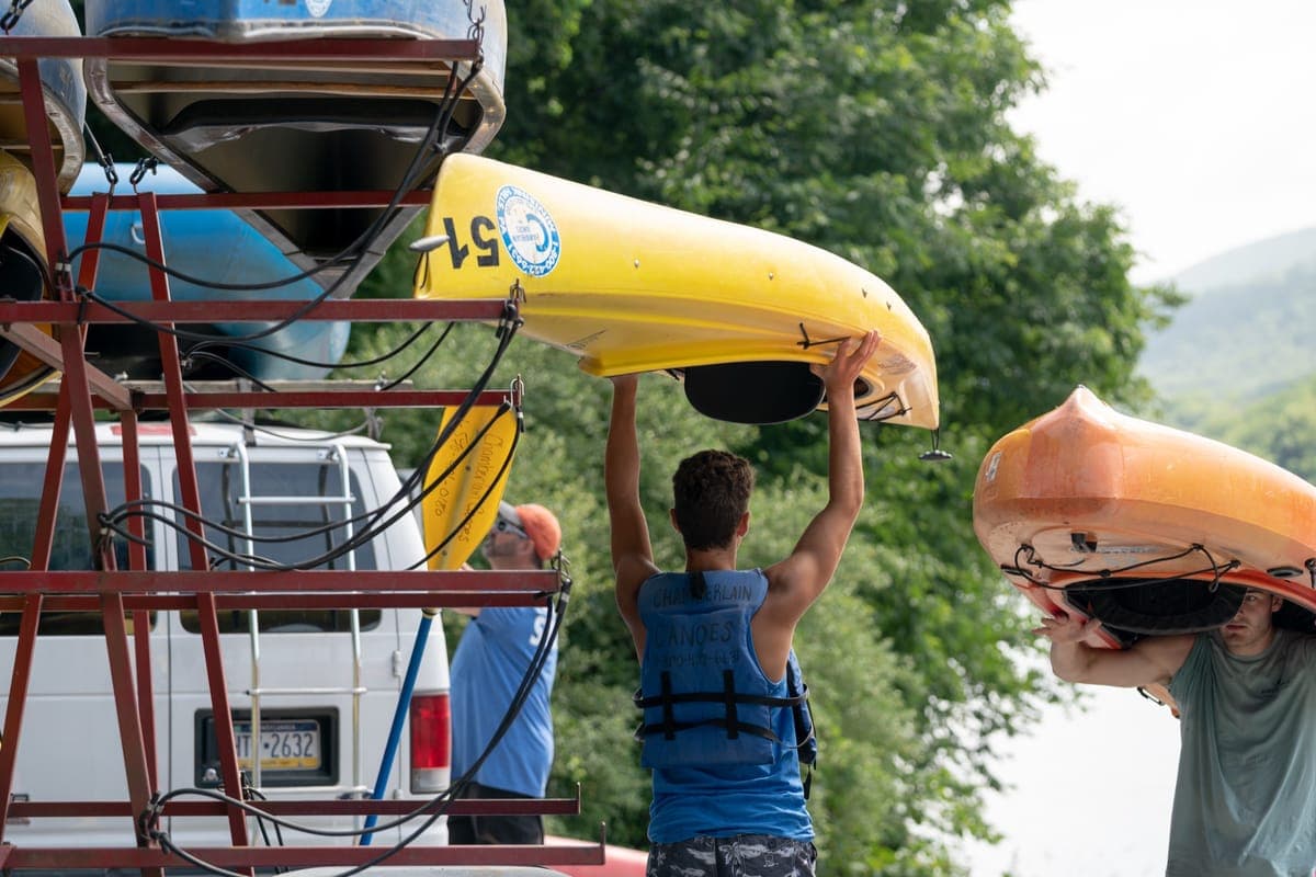 Paddlers on the Delaware River